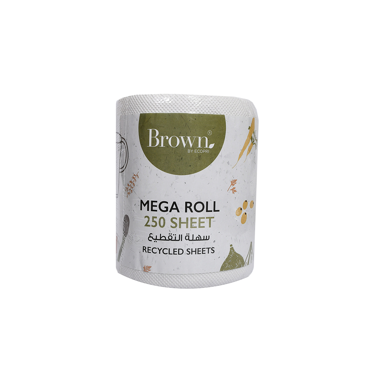 Mega Kitchen Roll Brown 250 Sheet