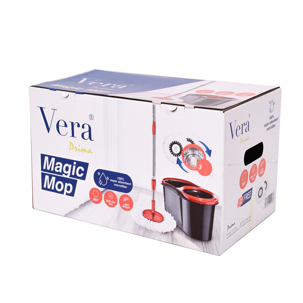 Vera Spin 360° Mop & Bucket , 2 Cloth Refill