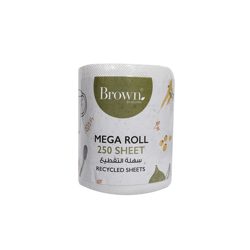 [203010701] Mega Kitchen Roll Brown 250 Sheet
